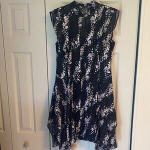 Allsaints Fleur Cultivar Floral Black and White Dress